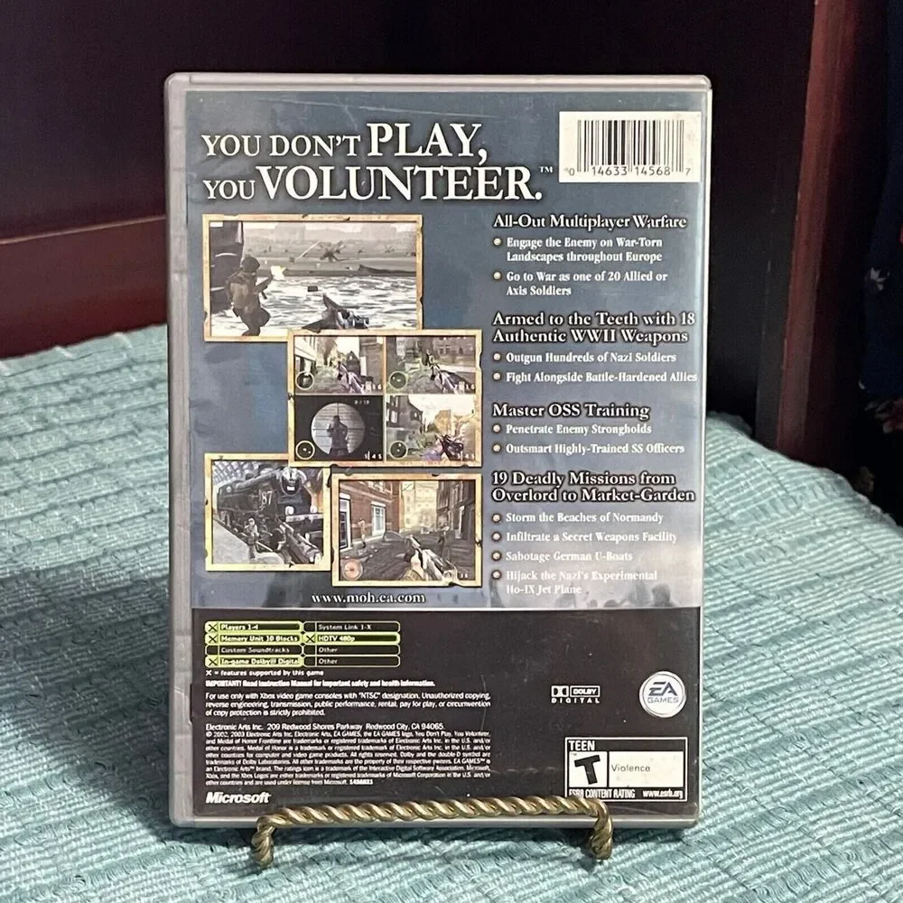 Medal of Honor: Frontline (XBOX) TESTED Complete Case Disc Book Video Game